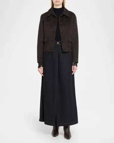 Brunello Cucinelli Denim A-Line Slit Maxi Skirt | Thumbnail 2 Brunello Cucinelli Denim A-Line Slit Maxi Skirt | Thumbnail 2