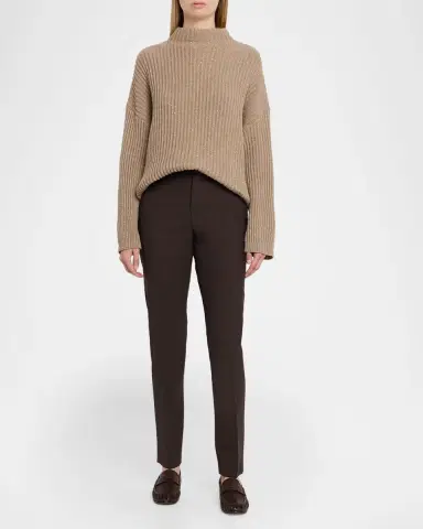 Brunello Cucinelli Turtleneck Shimmering Cashmere-Wool Rib Sweater | Thumbnail 2 Brunello Cucinelli Turtleneck Shimmering Cashmere-Wool Rib Sweater | Thumbnail 2