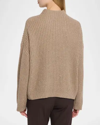 Brunello Cucinelli Turtleneck Shimmering Cashmere-Wool Rib Sweater | Thumbnail 3 Brunello Cucinelli Turtleneck Shimmering Cashmere-Wool Rib Sweater | Thumbnail 3