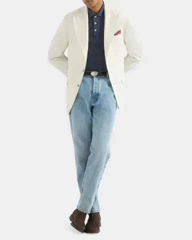 Brunello Cucinelli Men's Cashmere Knit Long-Sleeve Polo Shirt | Thumbnail 2 Brunello Cucinelli Men's Cashmere Knit Long-Sleeve Polo Shirt | Thumbnail 2