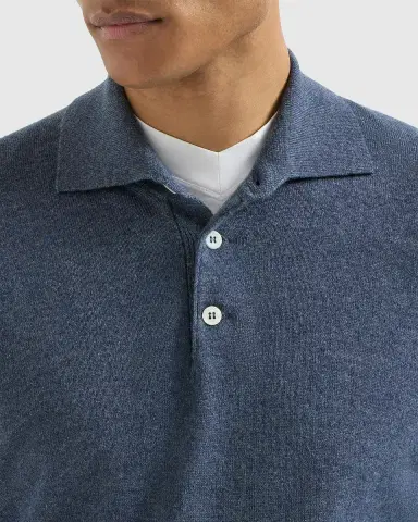 Brunello Cucinelli Men's Cashmere Knit Long-Sleeve Polo Shirt | Thumbnail 5 Brunello Cucinelli Men's Cashmere Knit Long-Sleeve Polo Shirt | Thumbnail 5