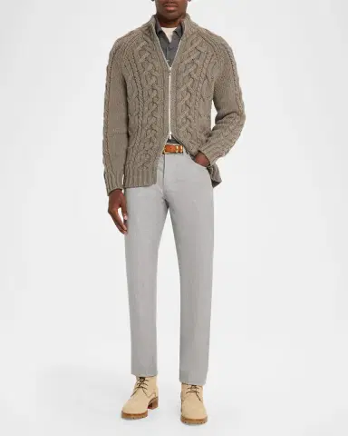 Brunello Cucinelli Men's Flannel Tapered Leg Five-Pocket Pants | Thumbnail 2 Brunello Cucinelli Men's Flannel Tapered Leg Five-Pocket Pants | Thumbnail 2