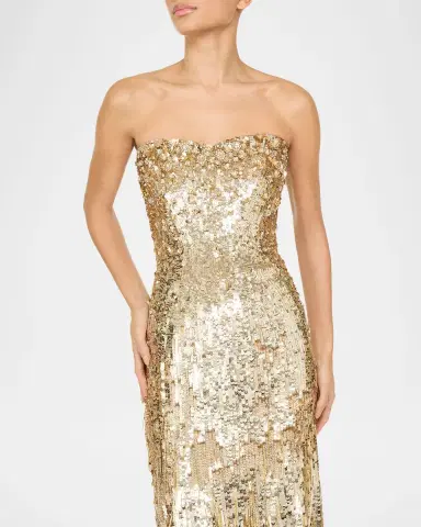 Jenny Packham Kimi Strapless Textured Sequin Gown | Thumbnail 3 Jenny Packham Kimi Strapless Textured Sequin Gown | Thumbnail 3