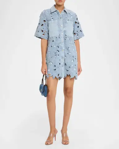 Simkhai Calyn Embroidered Denim Mini Dress | Thumbnail 2 Simkhai Calyn Embroidered Denim Mini Dress | Thumbnail 2