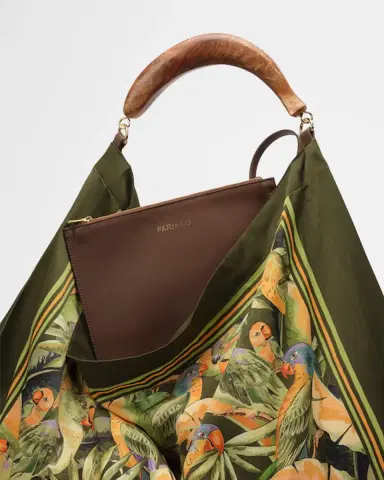 Farm Rio Botanical-Print Satin Scarf Top-Handle Bag | Thumbnail 3 Farm Rio Botanical-Print Satin Scarf Top-Handle Bag | Thumbnail 3
