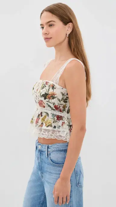 Alice + Olivia Annabeth Square Neck Top Desert Springs Vanilla | Thumbnail 4 Alice + Olivia Annabeth Square Neck Top Desert Springs Vanilla | Thumbnail 4