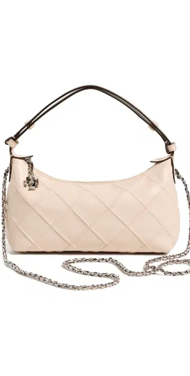 Tory Burch Fleming Distressed Pouchette Shoulder Bag Soft Pink One Size | Thumbnail 1 Tory Burch Fleming Distressed Pouchette Shoulder Bag Soft Pink One Size | Thumbnail 1