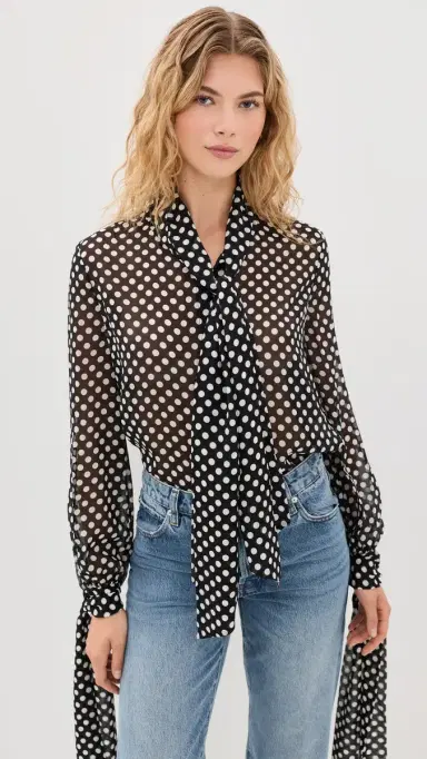 Frame The Polka Dot Nouvelle Blouse Black multi L | Thumbnail 3 Frame The Polka Dot Nouvelle Blouse Black multi L | Thumbnail 3