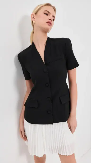 SIMKHAI Leah Short Sleeve Blazer Mini Dress Black multi | Thumbnail 2 SIMKHAI Leah Short Sleeve Blazer Mini Dress Black multi | Thumbnail 2