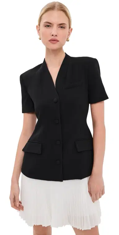 SIMKHAI Leah Short Sleeve Blazer Mini Dress Black multi | Thumbnail 1 SIMKHAI Leah Short Sleeve Blazer Mini Dress Black multi | Thumbnail 1