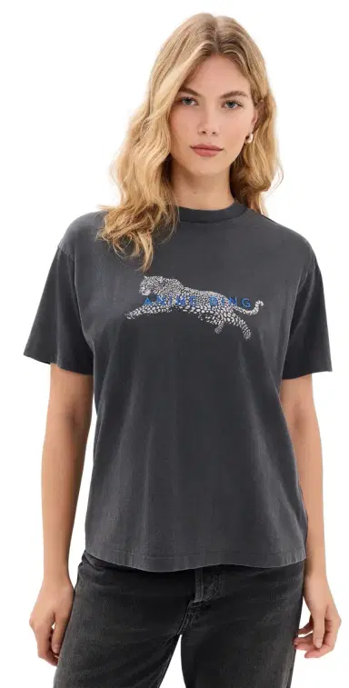 Anine Bing Cade Leopard Tee Washed Black | Thumbnail 1 Anine Bing Cade Leopard Tee Washed Black | Thumbnail 1