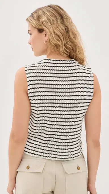 Madewell Textured-Knit Button-Front Shell Top Texture Black Stripe Tuck Stitch | Thumbnail 3 Madewell Textured-Knit Button-Front Shell Top Texture Black Stripe Tuck Stitch | Thumbnail 3