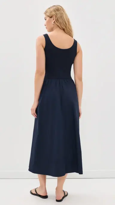 perfectwhitetee Fabiola Cotton Poplin Sleeveless Dress Navy | Thumbnail 3 perfectwhitetee Fabiola Cotton Poplin Sleeveless Dress Navy | Thumbnail 3