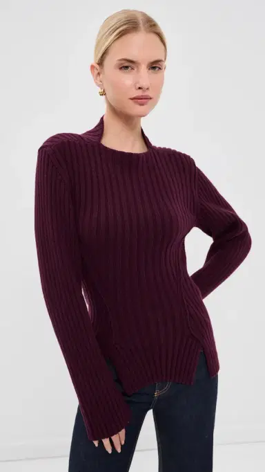 Victoria Beckham Rib Jumper Acai S | Thumbnail 2 Victoria Beckham Rib Jumper Acai S | Thumbnail 2
