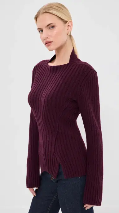 Victoria Beckham Rib Jumper Acai S | Thumbnail 4 Victoria Beckham Rib Jumper Acai S | Thumbnail 4