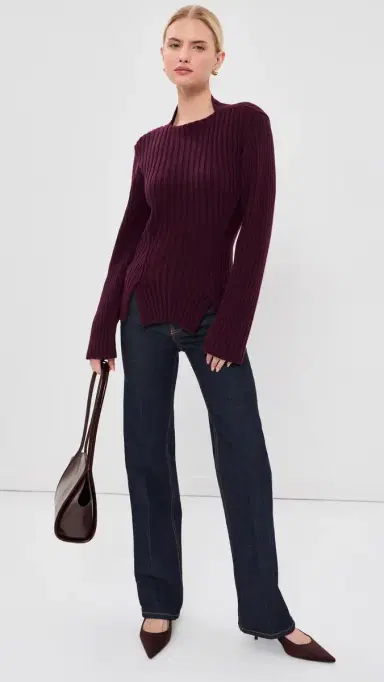 Victoria Beckham Rib Jumper Acai S | Thumbnail 5 Victoria Beckham Rib Jumper Acai S | Thumbnail 5