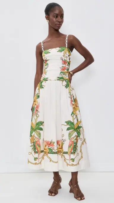 FARM Rio Tropical Royalty Midi Dress Orange | Thumbnail 2 FARM Rio Tropical Royalty Midi Dress Orange | Thumbnail 2
