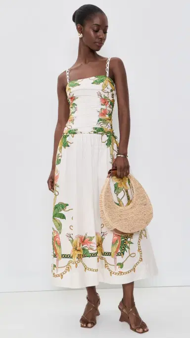 FARM Rio Tropical Royalty Midi Dress Orange | Thumbnail 5 FARM Rio Tropical Royalty Midi Dress Orange | Thumbnail 5