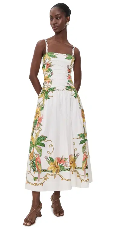 FARM Rio Tropical Royalty Midi Dress Orange | Thumbnail 1 FARM Rio Tropical Royalty Midi Dress Orange | Thumbnail 1