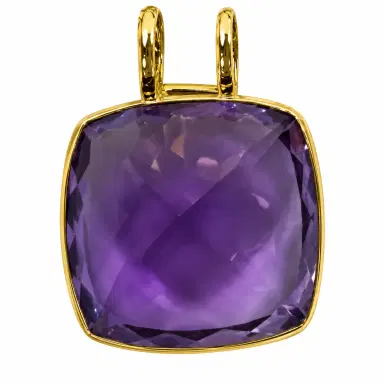 Wish Fine Jewelry 28.50ct Amethyst 18K Gold Square Pendant | Thumbnail 1 Wish Fine Jewelry 28.50ct Amethyst 18K Gold Square Pendant | Thumbnail 1