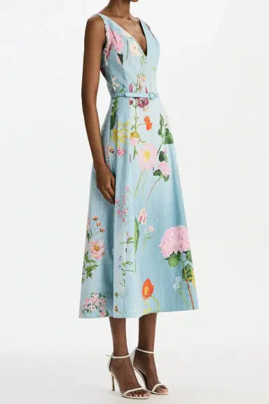 Oscar de la Renta Botanical Poplin Dress | Thumbnail 4 Oscar de la Renta Botanical Poplin Dress | Thumbnail 4