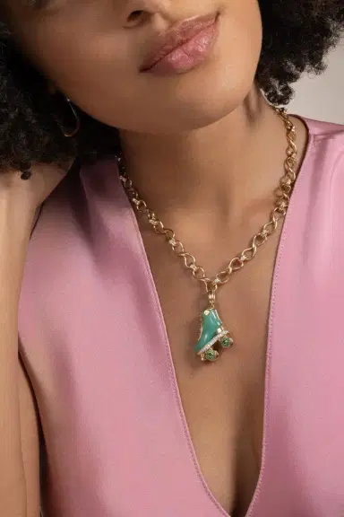 EDINA KISS Chrysoprase Diamond Rollerskate Pendant | Thumbnail 4 EDINA KISS Chrysoprase Diamond Rollerskate Pendant | Thumbnail 4