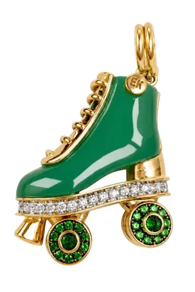 EDINA KISS Chrysoprase Diamond Rollerskate Pendant | Thumbnail 1 EDINA KISS Chrysoprase Diamond Rollerskate Pendant | Thumbnail 1