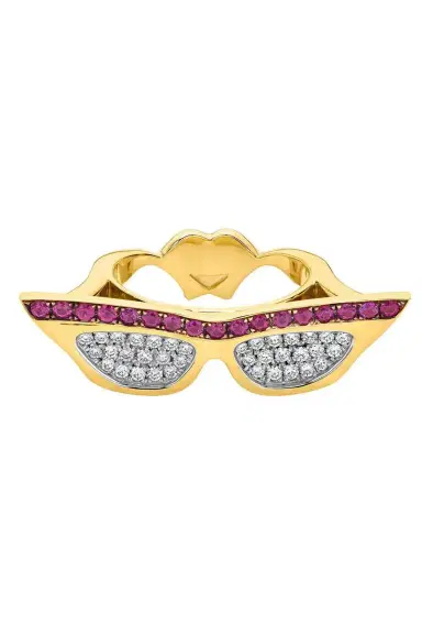 EDINA KISS Diamond Sapphire Rim Sunglass Ring | Thumbnail 1 EDINA KISS Diamond Sapphire Rim Sunglass Ring | Thumbnail 1