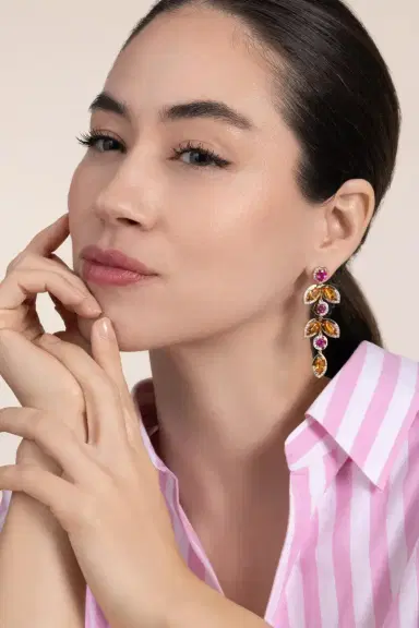 EDINA KISS Tourmaline Diamond Falling Leaves Earrings | Thumbnail 2 EDINA KISS Tourmaline Diamond Falling Leaves Earrings | Thumbnail 2