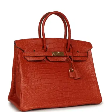 HERMÈS Pre-owned Hermes Birkin 35 Orange Matte Alligator Gold Hardware | Thumbnail 2 HERMÈS Pre-owned Hermes Birkin 35 Orange Matte Alligator Gold Hardware | Thumbnail 2