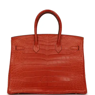 HERMÈS Pre-owned Hermes Birkin 35 Orange Matte Alligator Gold Hardware | Thumbnail 4 HERMÈS Pre-owned Hermes Birkin 35 Orange Matte Alligator Gold Hardware | Thumbnail 4