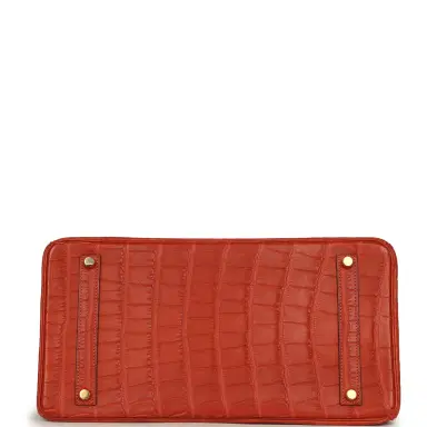 HERMÈS Pre-owned Hermes Birkin 35 Orange Matte Alligator Gold Hardware | Thumbnail 6 HERMÈS Pre-owned Hermes Birkin 35 Orange Matte Alligator Gold Hardware | Thumbnail 6