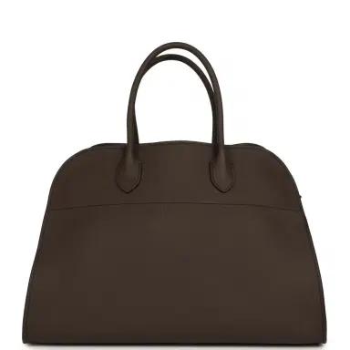 The Row The Row Soft Margaux 15 Bag Deep Brown Calfskin Silver Hardware | Thumbnail 1 The Row The Row Soft Margaux 15 Bag Deep Brown Calfskin Silver Hardware | Thumbnail 1