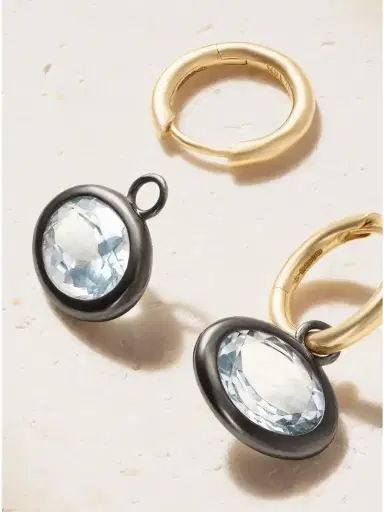 By Pariah Xl Orbit 14-karat Recycled Gold, Rhodium And Aquamarine Earrings | Thumbnail 3 By Pariah Xl Orbit 14-karat Recycled Gold, Rhodium And Aquamarine Earrings | Thumbnail 3
