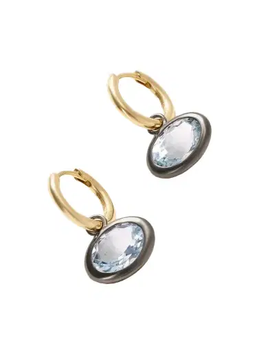 By Pariah Xl Orbit 14-karat Recycled Gold, Rhodium And Aquamarine Earrings | Thumbnail 1 By Pariah Xl Orbit 14-karat Recycled Gold, Rhodium And Aquamarine Earrings | Thumbnail 1