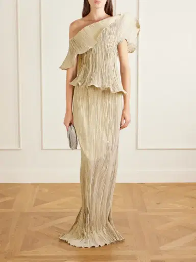 Marmar Halim Pleated Off-the-shoulder Taffeta Gown | Thumbnail 2 Marmar Halim Pleated Off-the-shoulder Taffeta Gown | Thumbnail 2