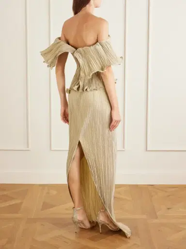 Marmar Halim Pleated Off-the-shoulder Taffeta Gown | Thumbnail 3 Marmar Halim Pleated Off-the-shoulder Taffeta Gown | Thumbnail 3