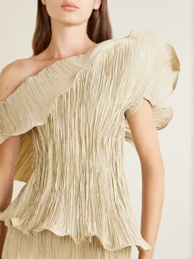 Marmar Halim Pleated Off-the-shoulder Taffeta Gown | Thumbnail 4 Marmar Halim Pleated Off-the-shoulder Taffeta Gown | Thumbnail 4