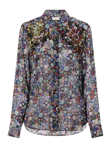 Dries Van Noten Sequin-embellished Printed Georgette Blouse | Thumbnail 1 Dries Van Noten Sequin-embellished Printed Georgette Blouse | Thumbnail 1