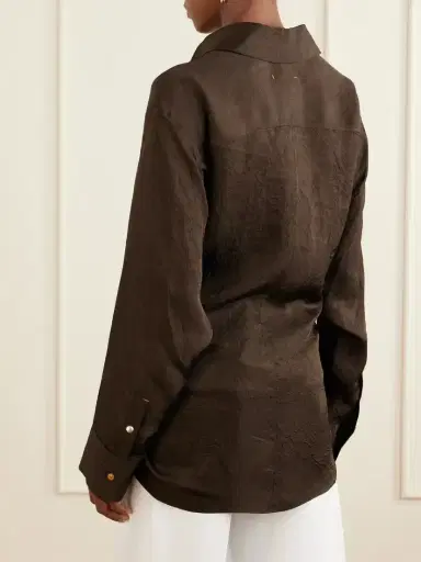 OSSOU Arroyo Knotted Crinkled-satin Shirt | Thumbnail 3 OSSOU Arroyo Knotted Crinkled-satin Shirt | Thumbnail 3