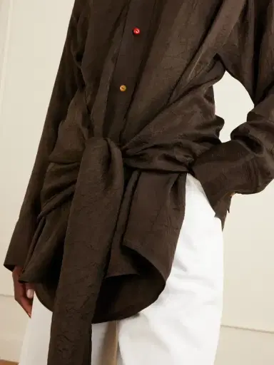 OSSOU Arroyo Knotted Crinkled-satin Shirt | Thumbnail 4 OSSOU Arroyo Knotted Crinkled-satin Shirt | Thumbnail 4