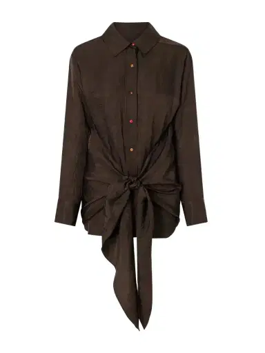 OSSOU Arroyo Knotted Crinkled-satin Shirt | Thumbnail 1 OSSOU Arroyo Knotted Crinkled-satin Shirt | Thumbnail 1