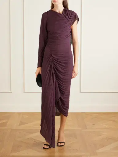 Victoria Beckham Off-the-shoulder Plissé Midi Dress | Thumbnail 2 Victoria Beckham Off-the-shoulder Plissé Midi Dress | Thumbnail 2