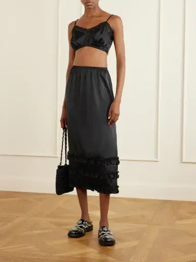 Simone Rocha Ruffled Satin Midi Skirt | Thumbnail 2 Simone Rocha Ruffled Satin Midi Skirt | Thumbnail 2