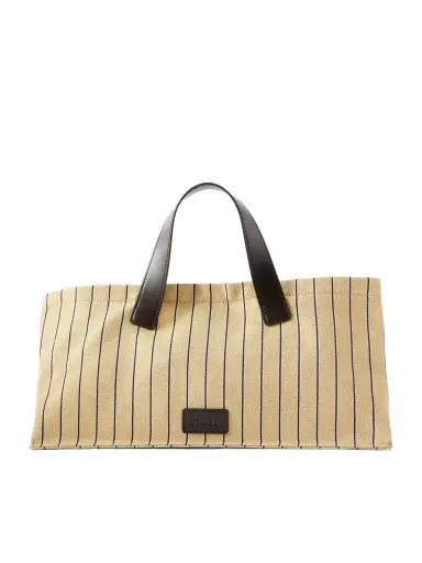 Staud Port Logo-embossed Leather-trimmed Striped Canvas Tote | Thumbnail 1 Staud Port Logo-embossed Leather-trimmed Striped Canvas Tote | Thumbnail 1