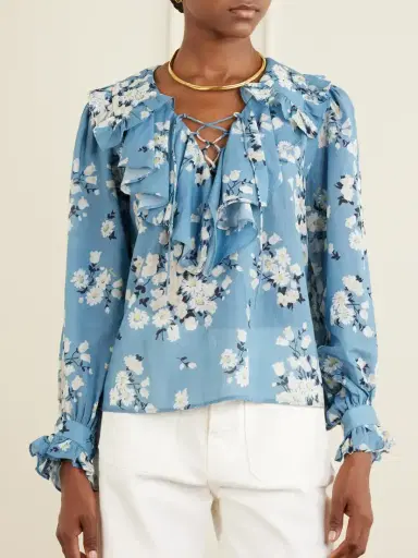 Rixo Milia Ruffled Floral-print Cotton-blend Voile Blouse | Thumbnail 3 Rixo Milia Ruffled Floral-print Cotton-blend Voile Blouse | Thumbnail 3