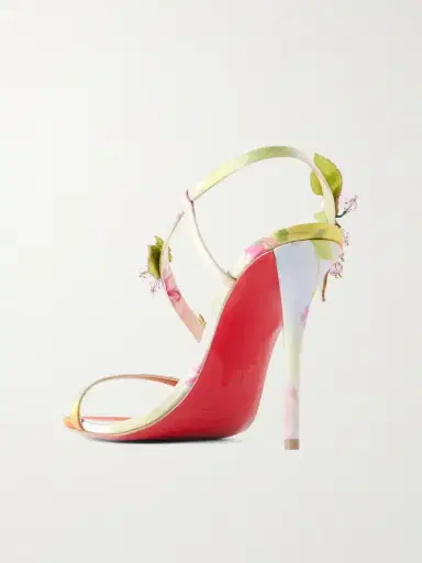 Christian Louboutin Rosa Fruit 100 Embellished Leather-trimmed Satin Sandals | Thumbnail 3 Christian Louboutin Rosa Fruit 100 Embellished Leather-trimmed Satin Sandals | Thumbnail 3