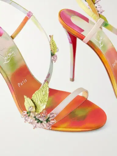 Christian Louboutin Rosa Fruit 100 Embellished Leather-trimmed Satin Sandals | Thumbnail 5 Christian Louboutin Rosa Fruit 100 Embellished Leather-trimmed Satin Sandals | Thumbnail 5