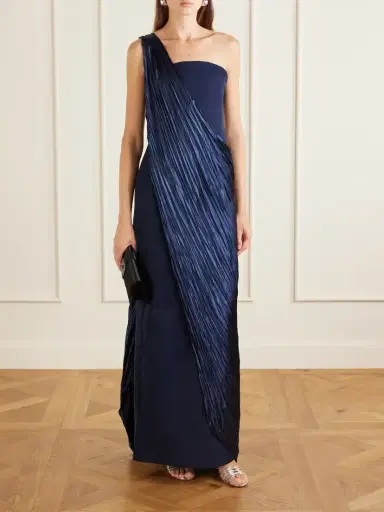 Marmar Halim Strapless Pleated Satin-trimmed Crepe Gown | Thumbnail 2 Marmar Halim Strapless Pleated Satin-trimmed Crepe Gown | Thumbnail 2