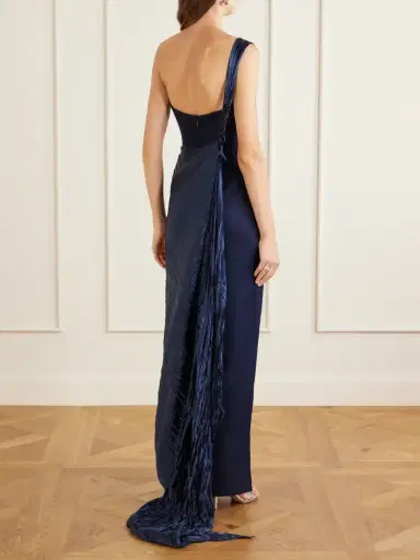 Marmar Halim Strapless Pleated Satin-trimmed Crepe Gown | Thumbnail 3 Marmar Halim Strapless Pleated Satin-trimmed Crepe Gown | Thumbnail 3